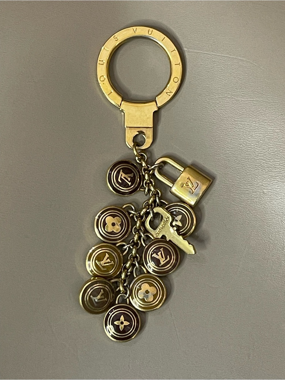 Louis Vuitton Gold and Brown Pastilles Bag Charm Keychain